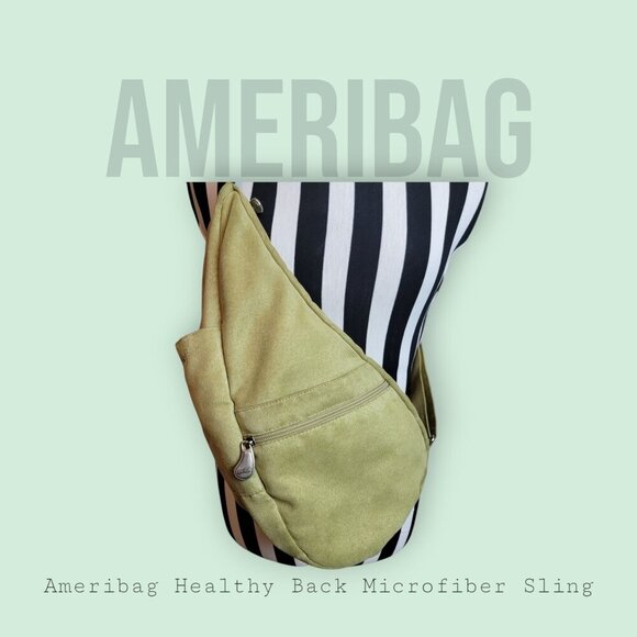 AmeriBag Green Suede Fabric CrossBody Sling Shoulder Bag Healthy BackPack - Picture 1 of 11